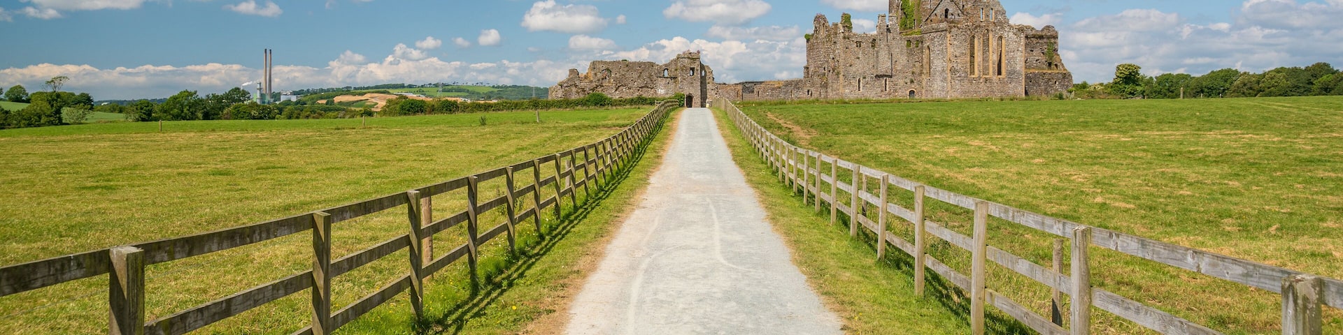 Dunbrody Abbey featuring heritage architecture, tranquil scenes and a castle