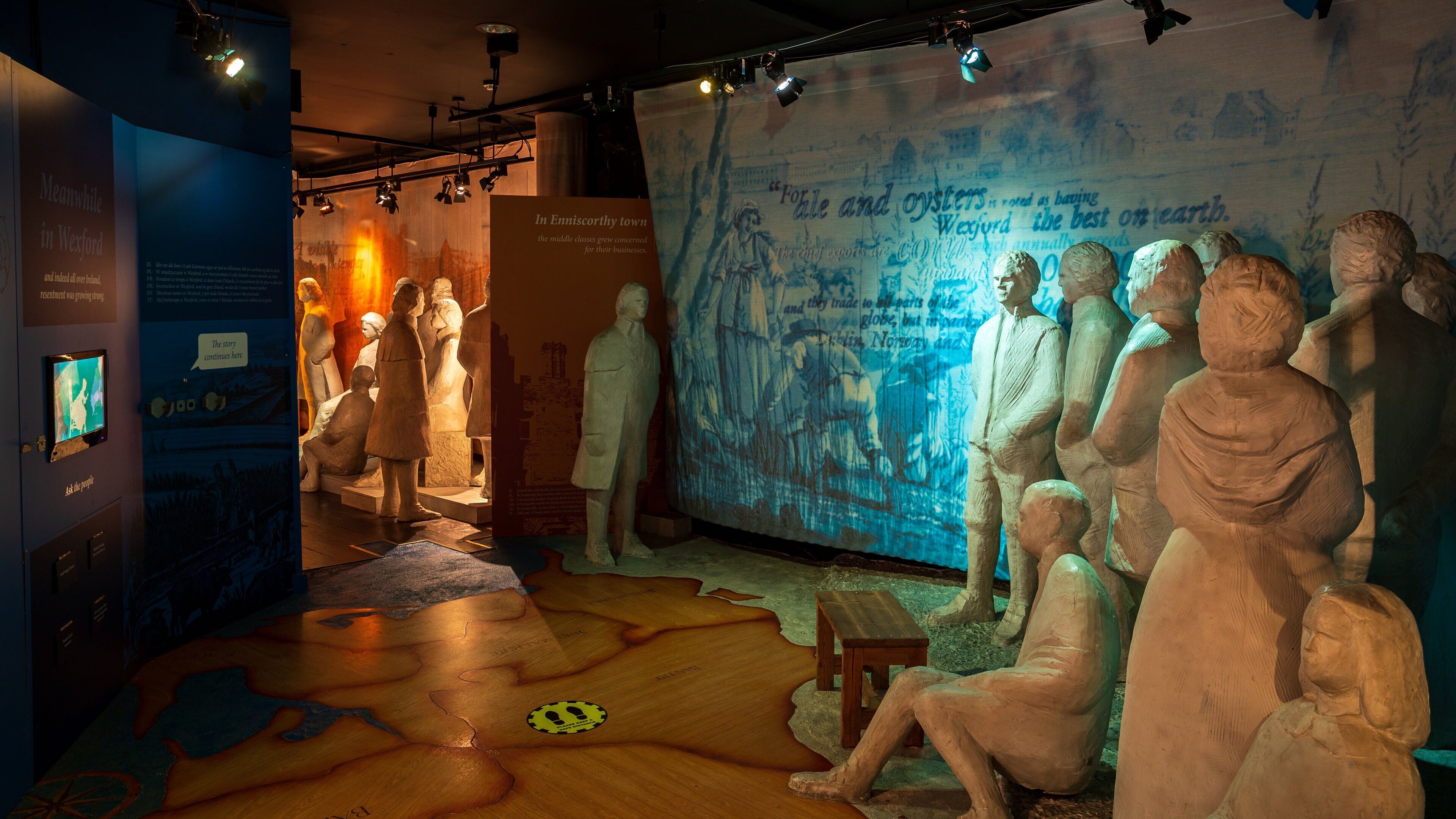 National 1798 Centre which includes a statue or sculpture and interior views