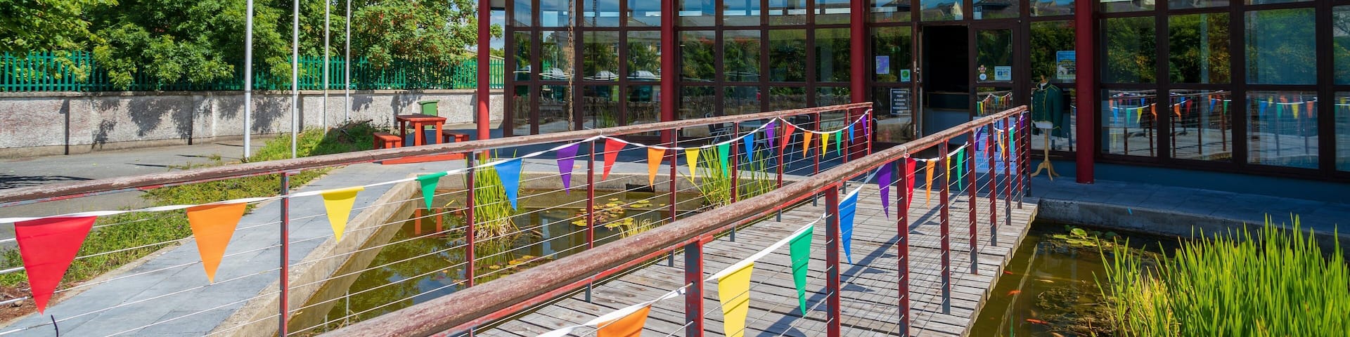 National 1798 Centre which includes signage and a pond
