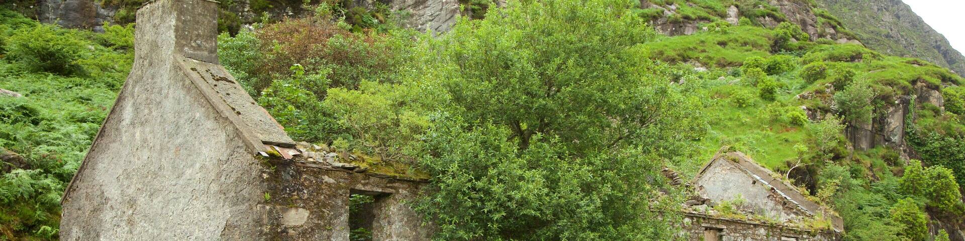 Gap of Dunloe showing tranquil scenes, a ruin and heritage architecture