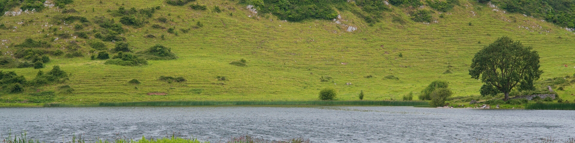 Lough Gur featuring a river or creek, mountains and tranquil scenes