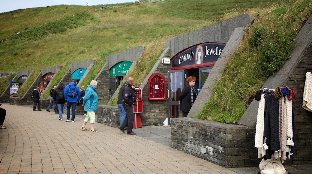 Cliffs of Moher featuring markets as well as a small group of people