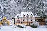 Snow covered buildings at a theme park near Salem Oregon