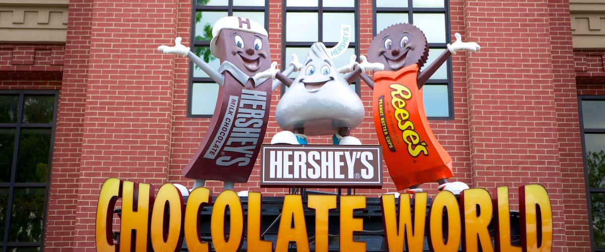 Hershey\'s Chocolate World toont bewegwijzering en markten