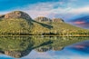 magaliesberg mountains view from hartbeespoort dam with blue sky