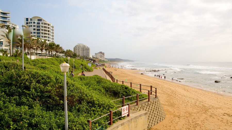 Umhlanga Rocks Beach featuring a coastal town, a beach and landscape views