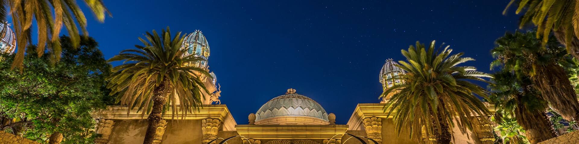 Long exposure night shot of, SABLE FOUNTAIN at the Suncity, South Africa
