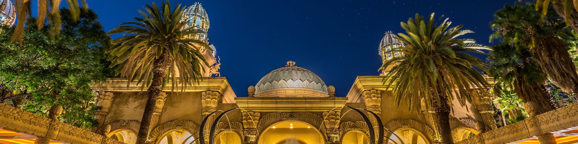 Long exposure night shot of, SABLE FOUNTAIN at the Suncity, South Africa