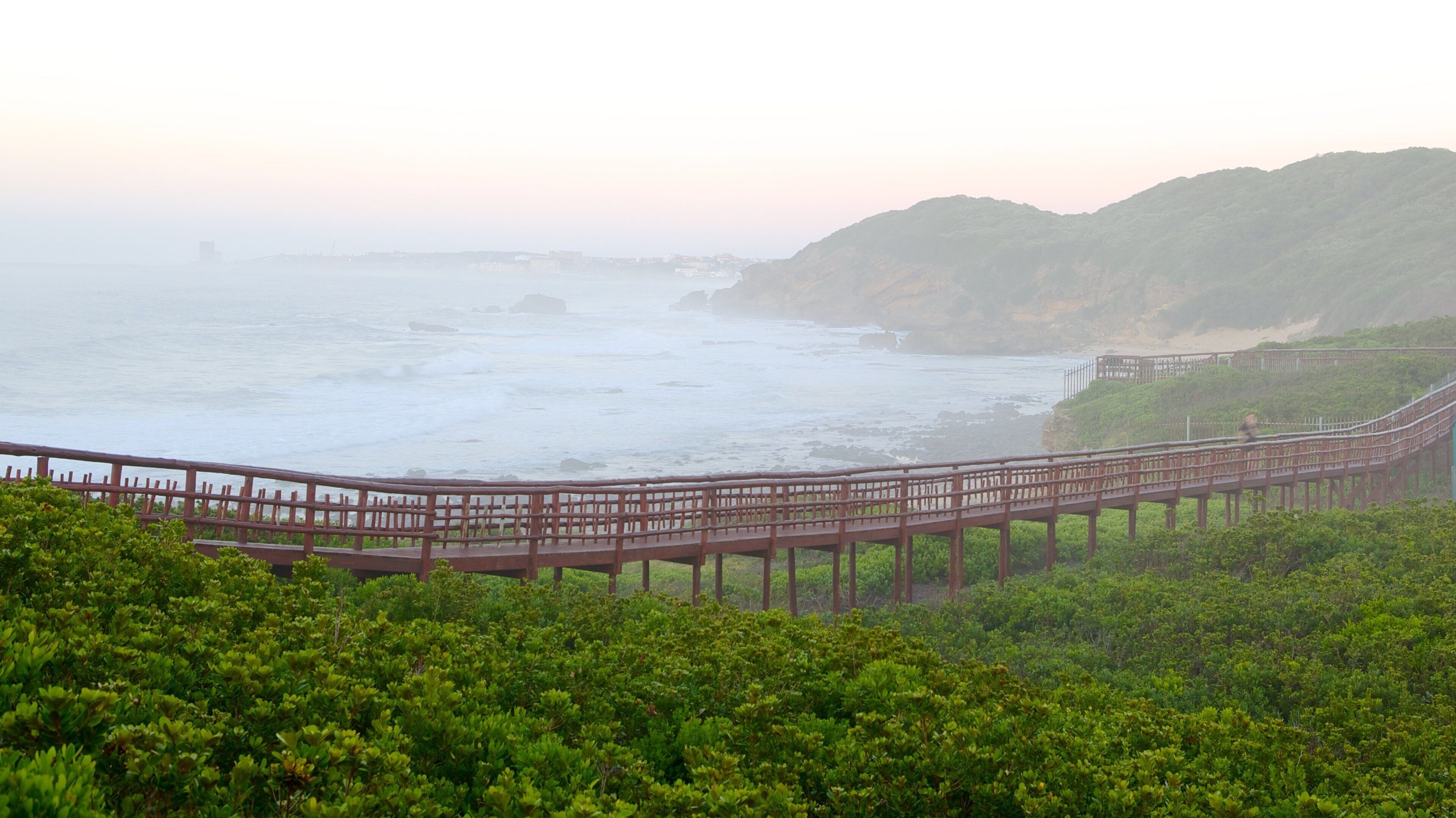 Plage de Nahoon mettant en vedette vues littorales, panoramas et brume ou brouillard