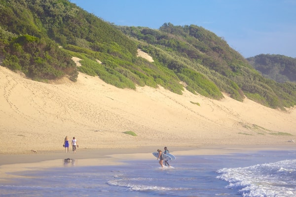 Nahoon Beach welches beinhaltet Surfen, allgemeine Küstenansicht und Landschaften
