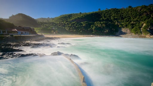 Victoria Bay Beach which includes a beach, rugged coastline and general coastal views