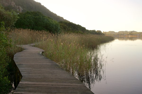 Parc national de Wilderness montrant lac ou étang, zone humide et coucher de soleil