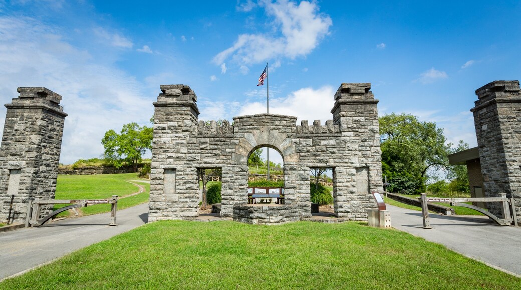 Fort Negley Park showing a garden and heritage elements