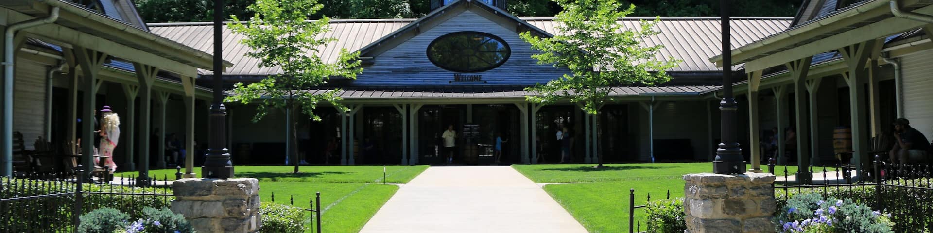 Lynchburg, Tennessee, United States. Main entrance of the Jack Daniel's Distillery Visitor Center.