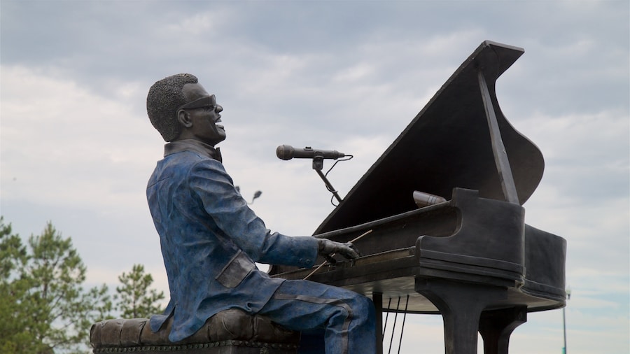 Ray Charles Plaza which includes a statue or sculpture