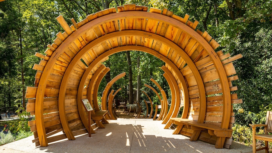 Athens showing outdoor art and a garden