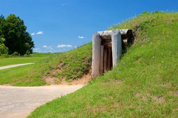 Ocmulgeen kansallismonumentti joka esittää puutarha