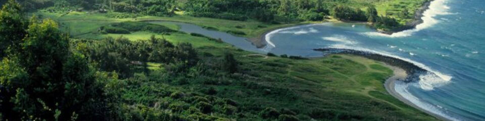 Halawa Bay, Molokai, Hawaii, USA, elevated view