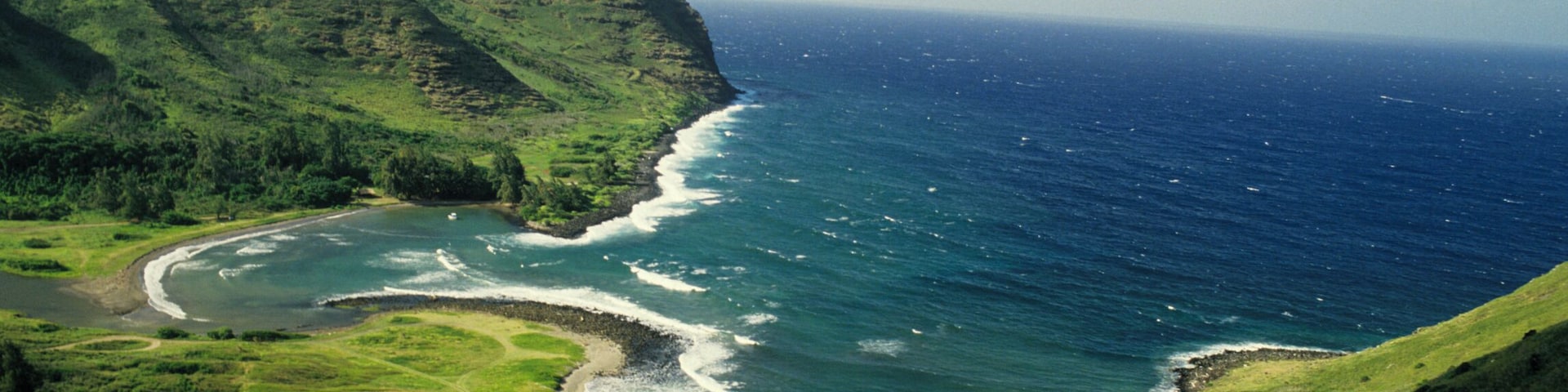 Halawa Bay, Molokai, Hawaii, USA, elevated view