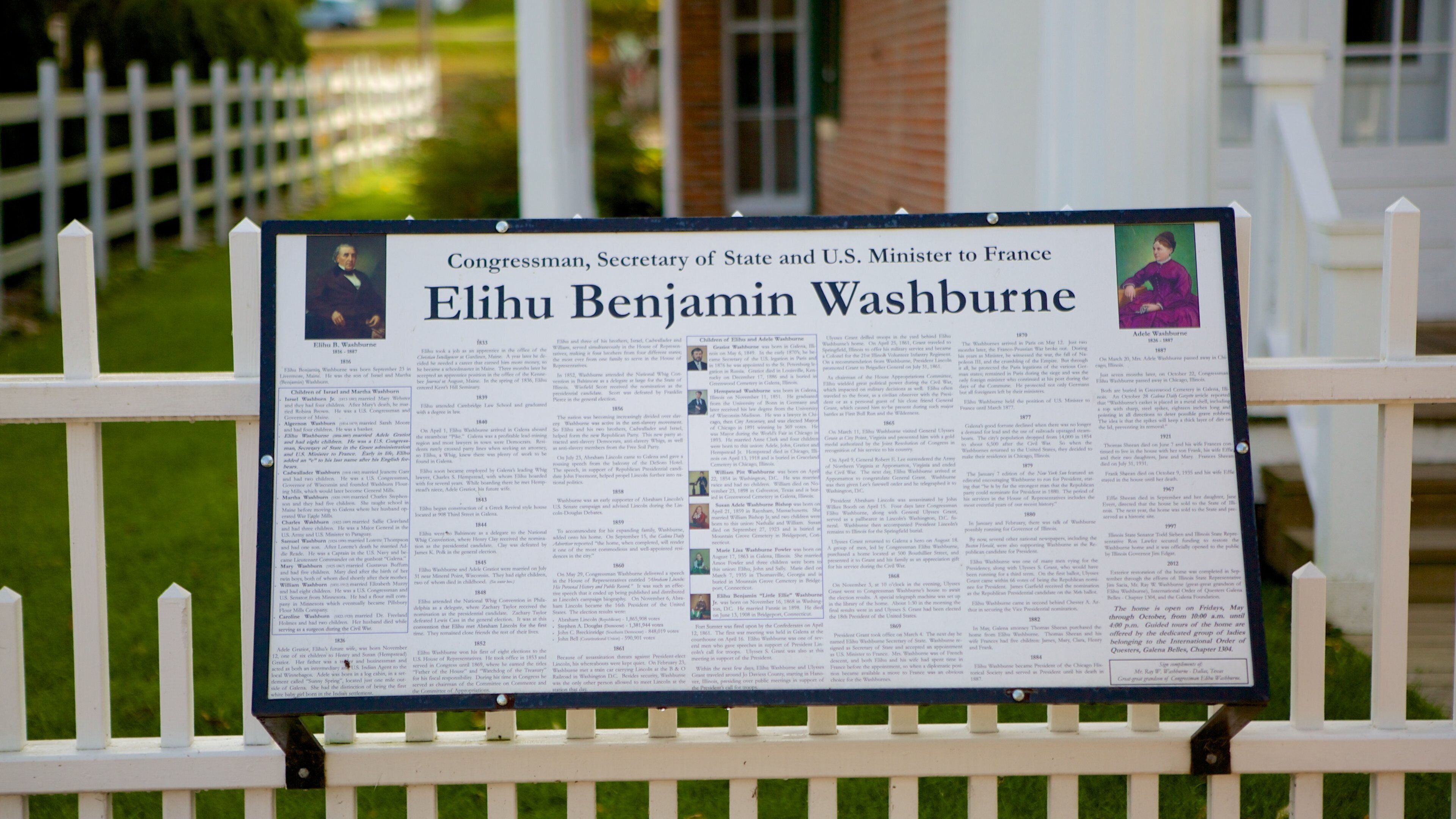 Washburne House Historic Site showing signage