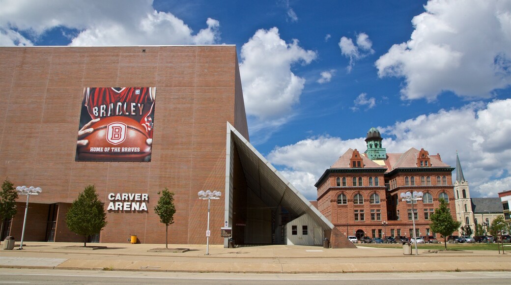 Peoria Civic Center showing signage and heritage architecture
