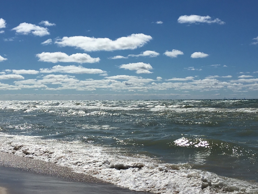 Lake Michigan. Path off Trail 9 at one place leads right to the lake. Peaceful to just stand and watch and listen to the waves as they crash to the shore. Trail 9 is the trail to hike if one wants to see the most in the shortest time. Great views throughout the trail. The trail is over 3 miles long and is considered a moderate trail. But certainly worth it. One gets to hike through forest, dunes, and other natural environments and see such a variety of sights. 
#hiking