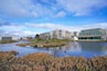 Suburban campus of University College, Dublin, with modern buildings and natural wetlands