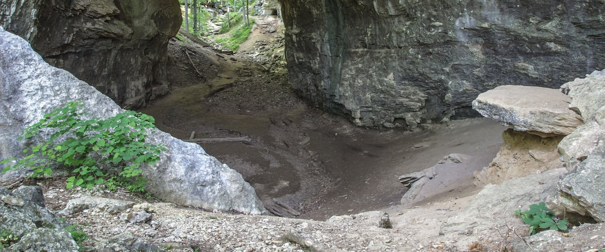 Step Into The Light. Cave exit leads to a stairway encased in light. Carter Caves State Park. Olive Hill, Kentucky.
