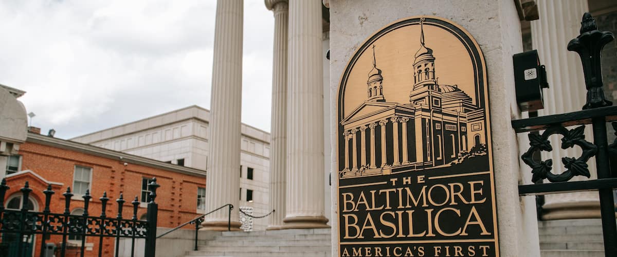 Basilica of the Assumption of the Blessed Virgin Mary featuring heritage elements and signage