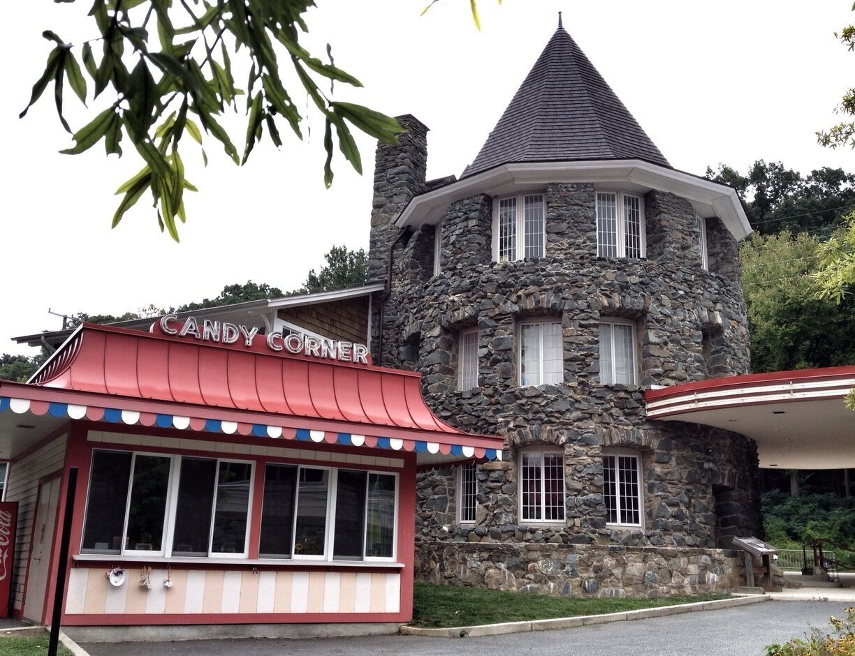 Historic amusement park repurposed with restored facades on the outside and artist studios, galleries, a dance hall, and more. This tower was built in 1891, most of the other buildings in the 1920's to 1940.