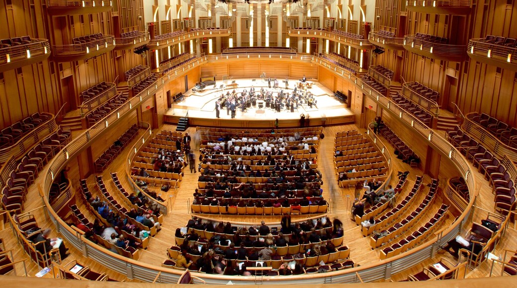 Strathmore featuring performance art and interior views as well as a large group of people