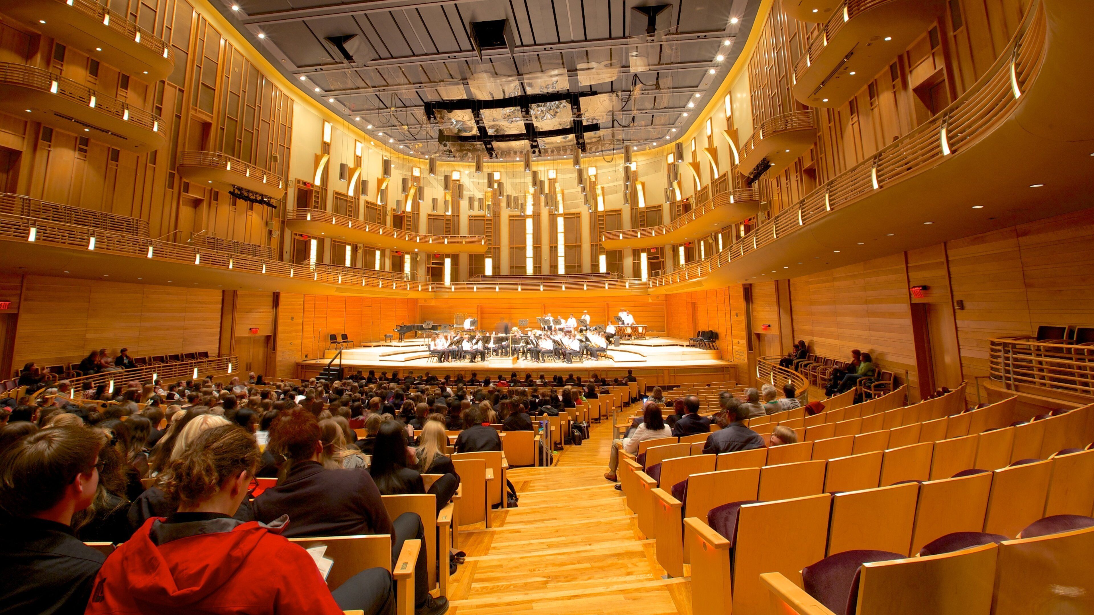 Strathmore Hall which includes performance art and interior views as well as a large group of people