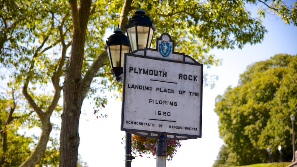Plymouth Rock which includes signage
