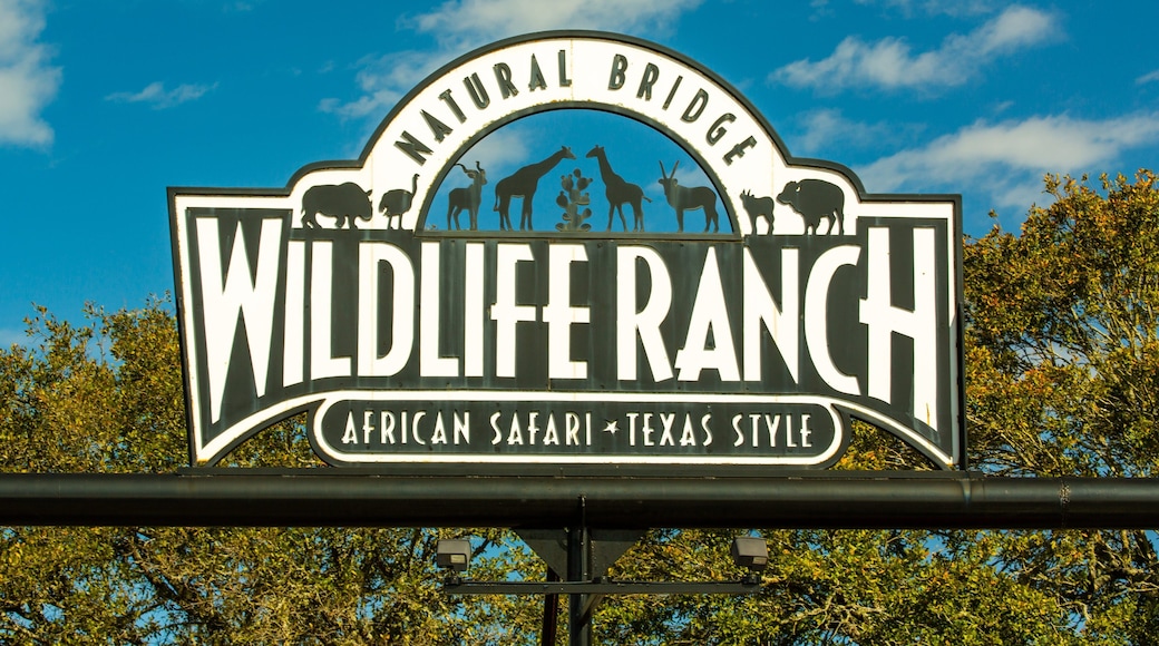 Natural Bridge Wildlife Ranch showing signage