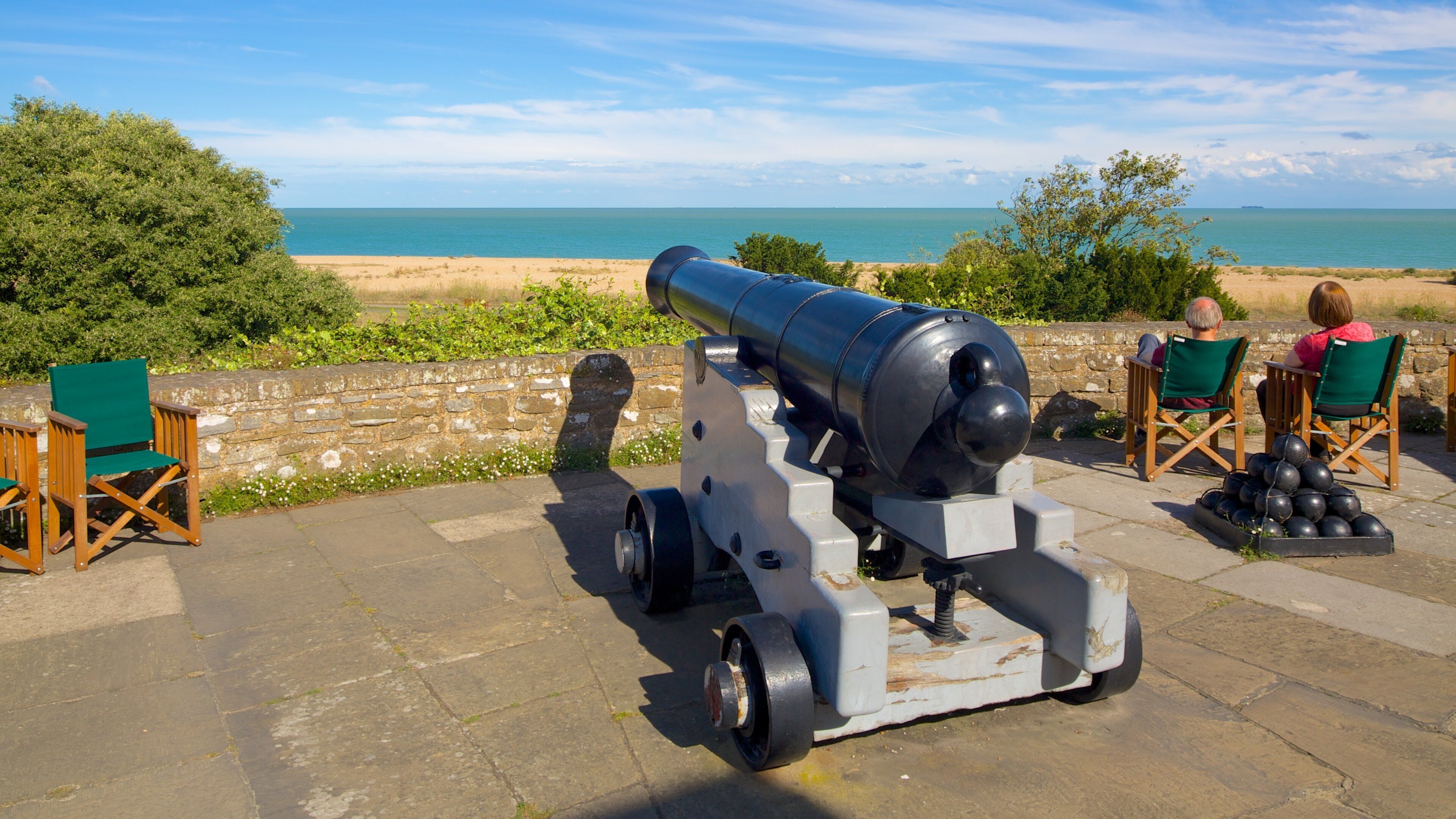 Walmer Castle and Gardens featuring general coastal views, a monument and military items