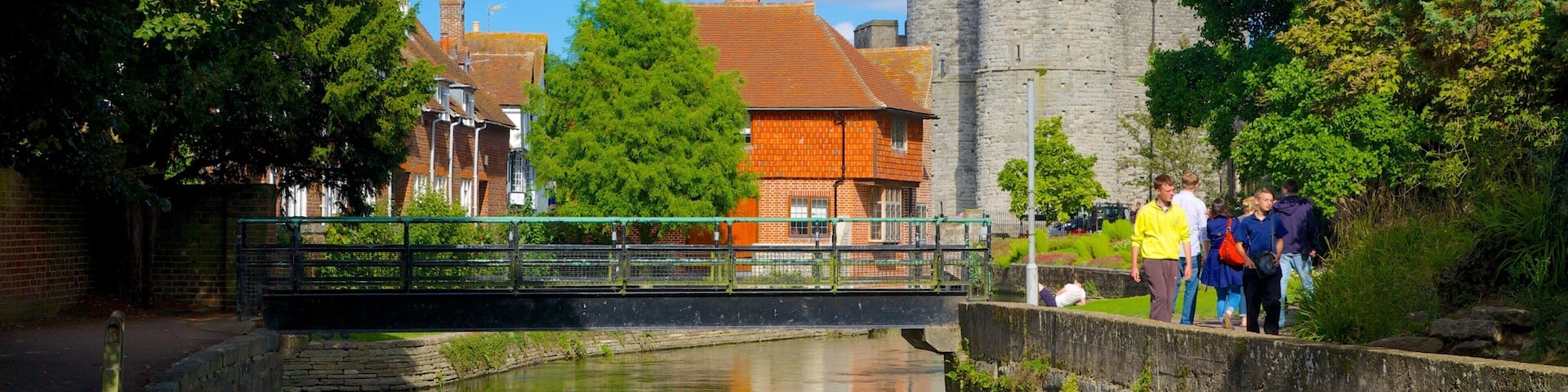 Westgate Gardens and Towers featuring a river or creek, a small town or village and a bridge