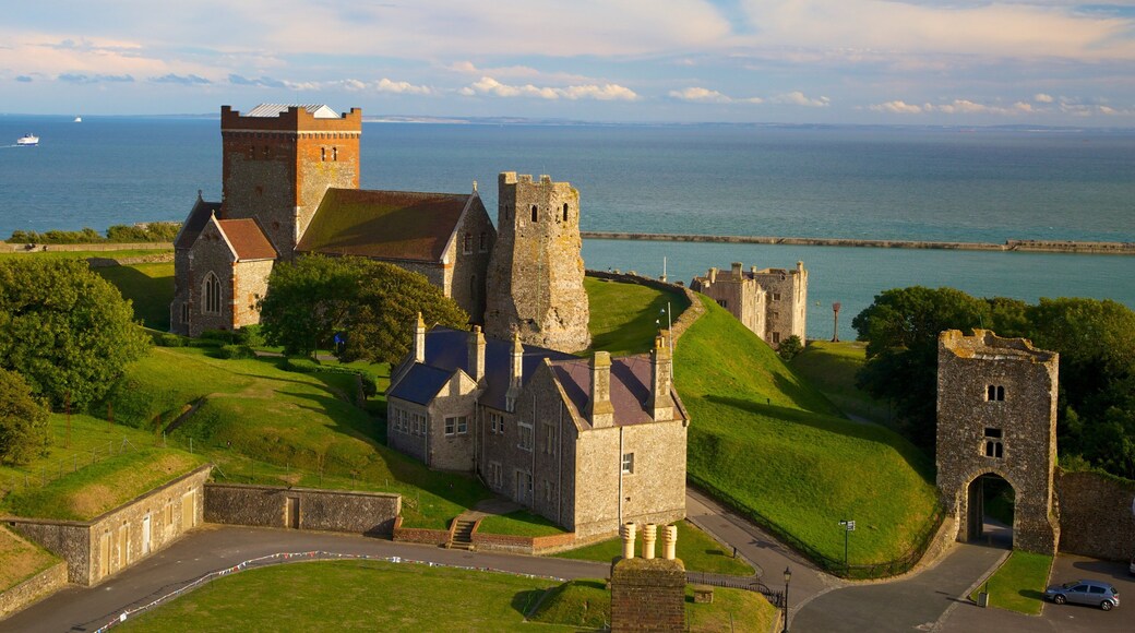 Dover Castle showing chateau or palace, general coastal views and heritage architecture