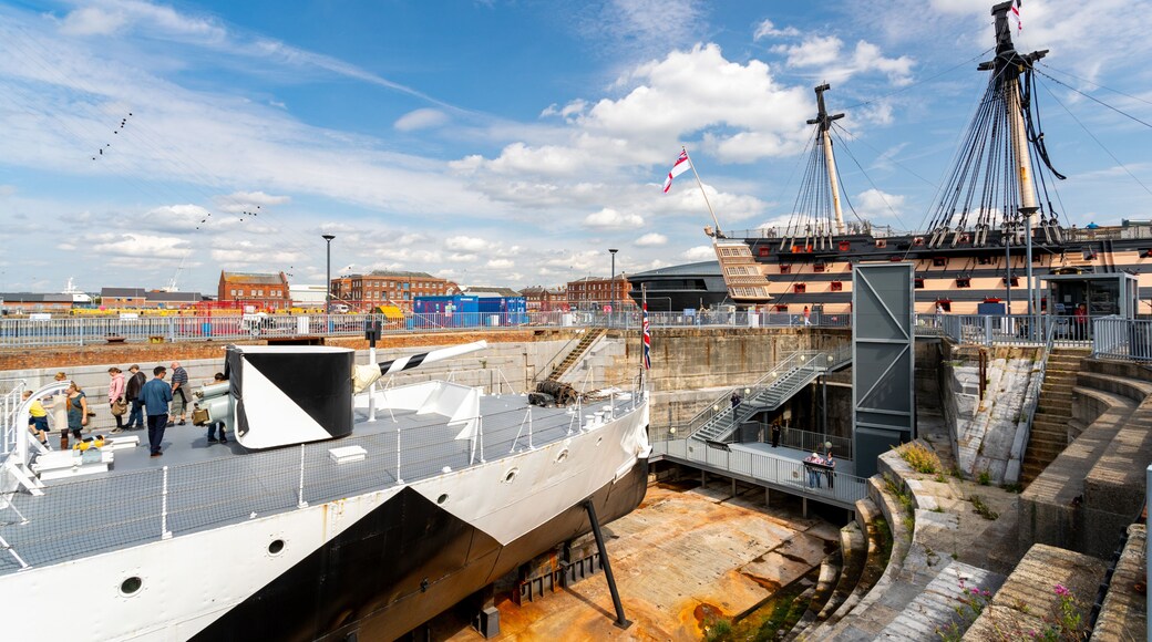 HMS M33 which includes a marina