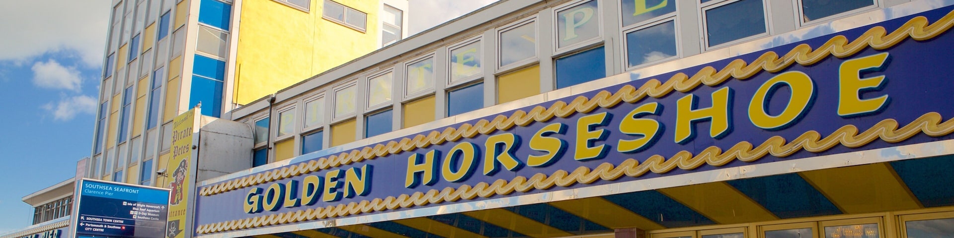 Clarence Pier which includes signage