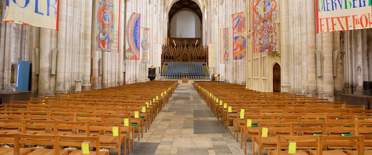 Catedral de Winchester ofreciendo arquitectura patrimonial y vistas de interior
