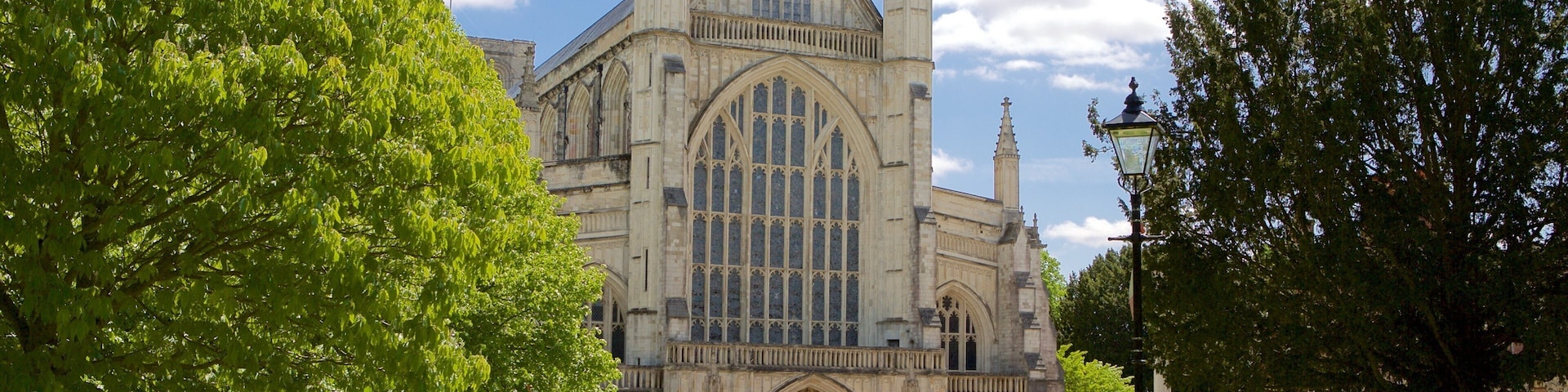 Winchester Cathedral que inclui uma igreja ou catedral, elementos religiosos e um jardim
