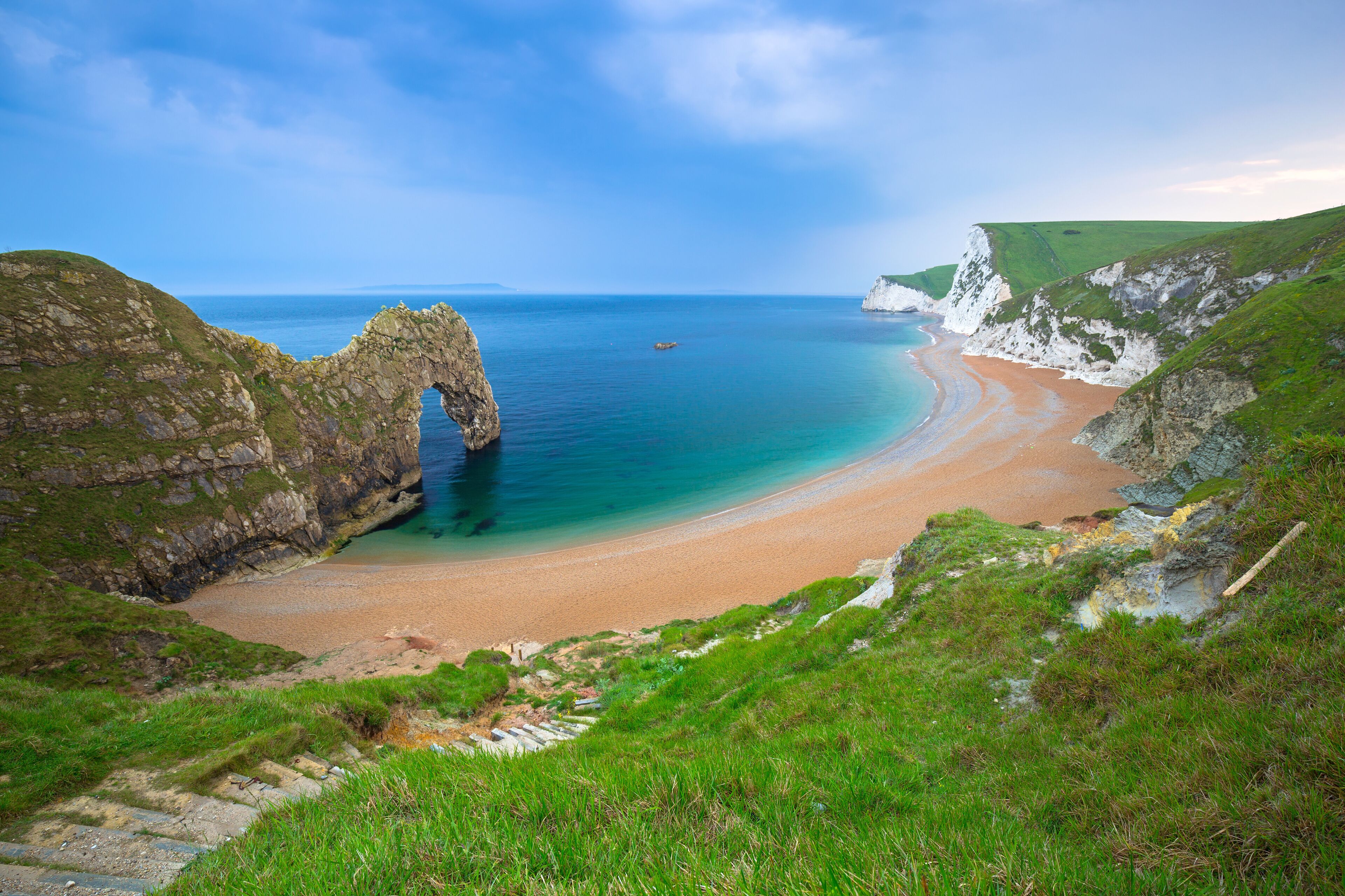 Durdle Door at the beach on the Jurassic Coast of Dorset, UK