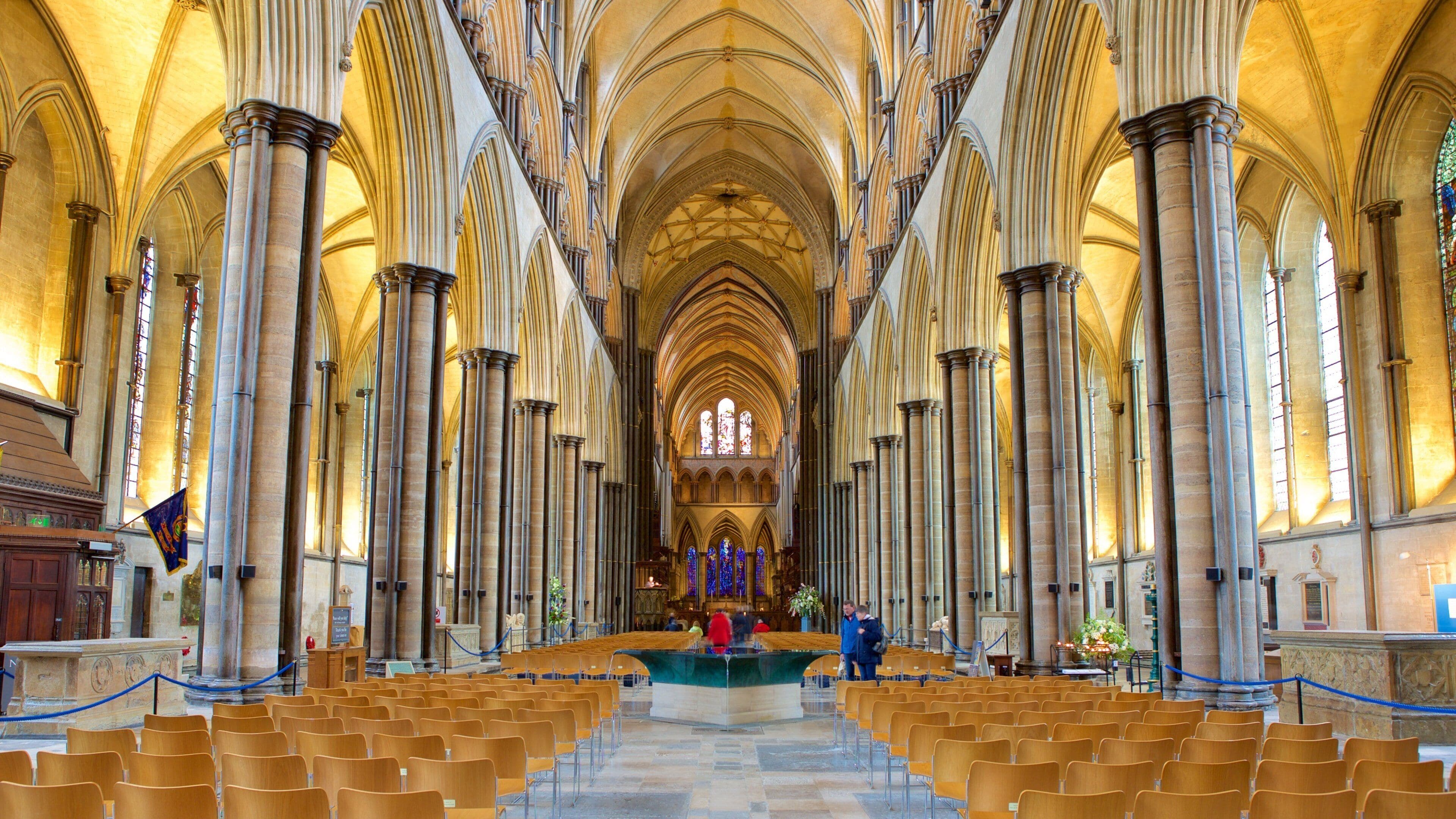 Salisbury Cathedral featuring interior views