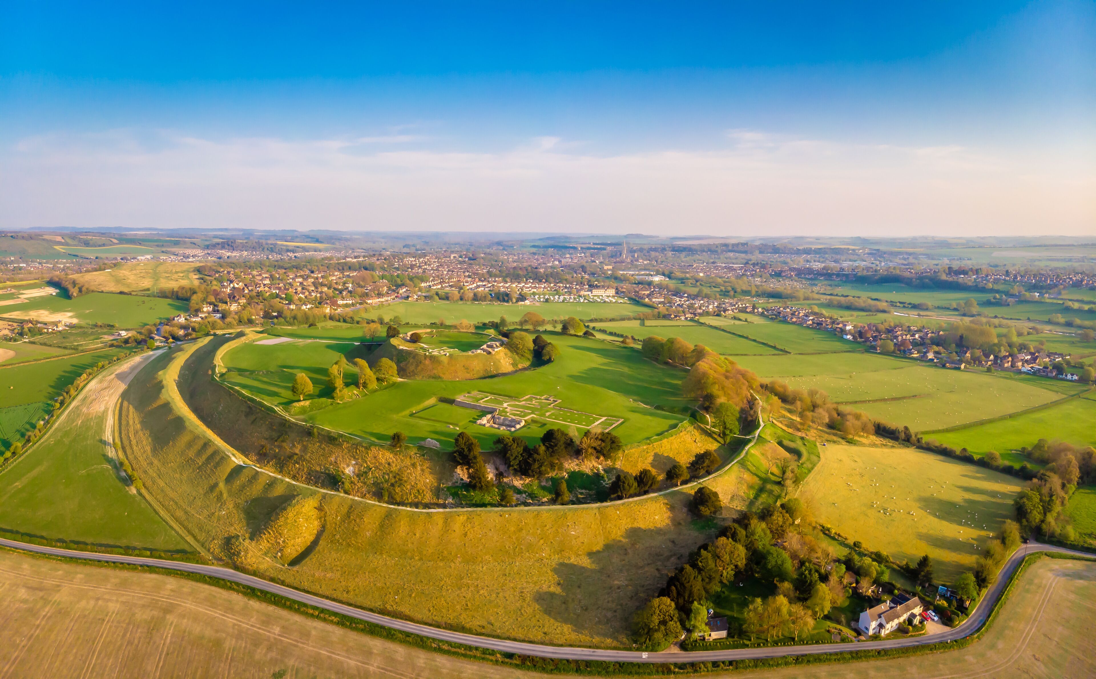 Aerial view of Old Sarum in England