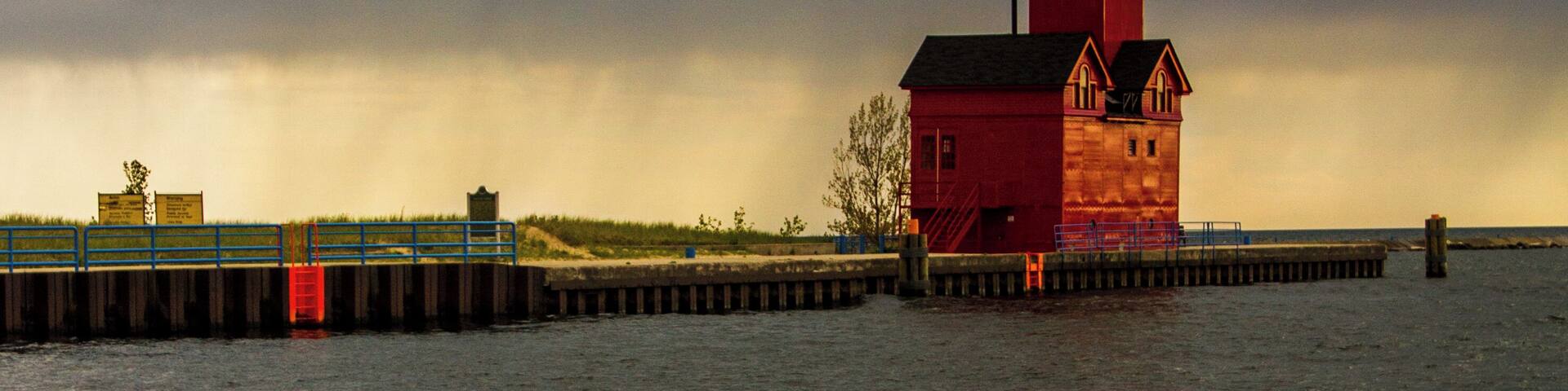 Holland State Park is a nice beach and a nice park and is home to one of the most unique lighthouses in West Michigan "Big Red" as it's known.