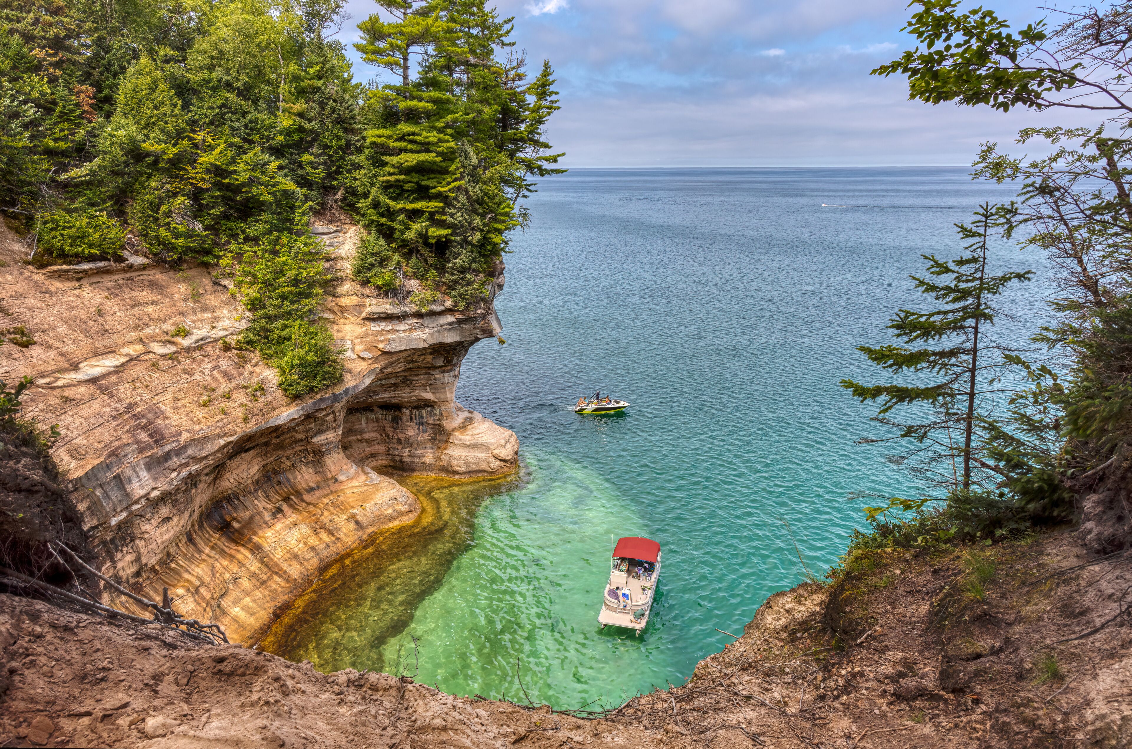 Landscape in Pictured Rocks National Lakeshore on Lake Superior in Michigan, USA