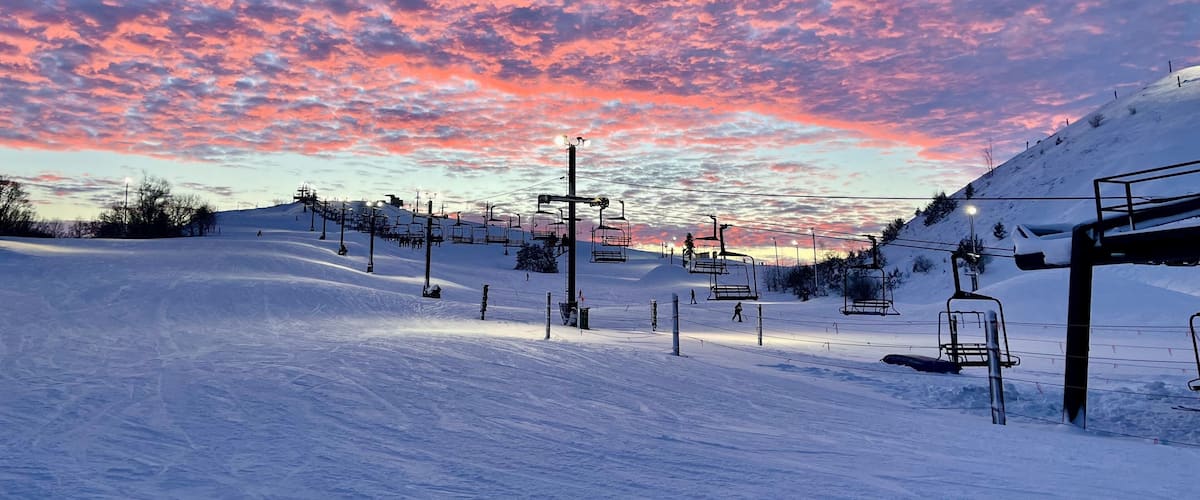 Pink Sunset at Mt. Brighton Ski Resort in Michigan