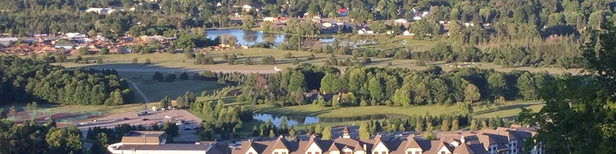 Ski lift ride to top of hill, nice view of Up North Michigan.