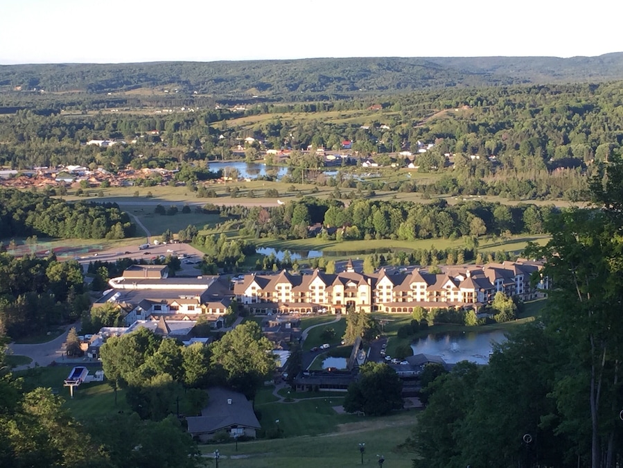 Ski lift ride to top of hill, nice view of Up North Michigan.