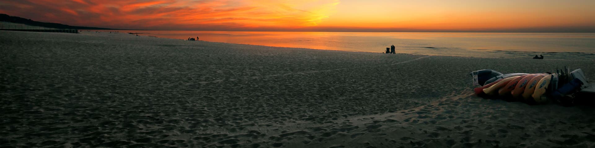 Sunset over the beach at Warren Dunes State Park, Michigan